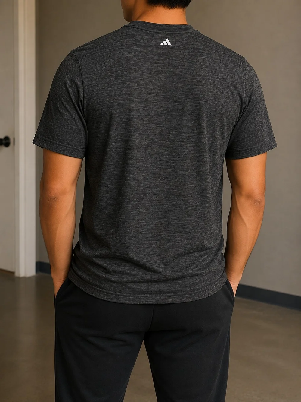 adidas Men’s Dark Heather Gray Crew Neck Performance Tee